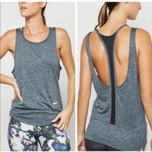 NIKE DRY Women's Open Back Studio Tank Top  M in Gray